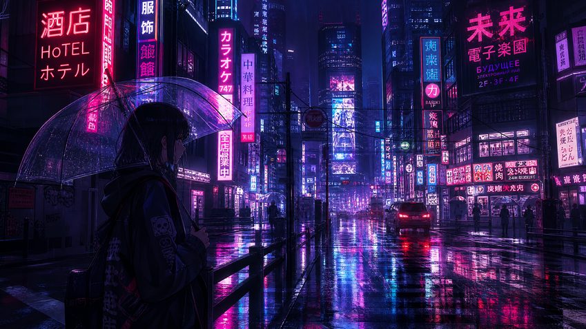青柠视频科幻动漫-赛博都市夜雨剪辑演示