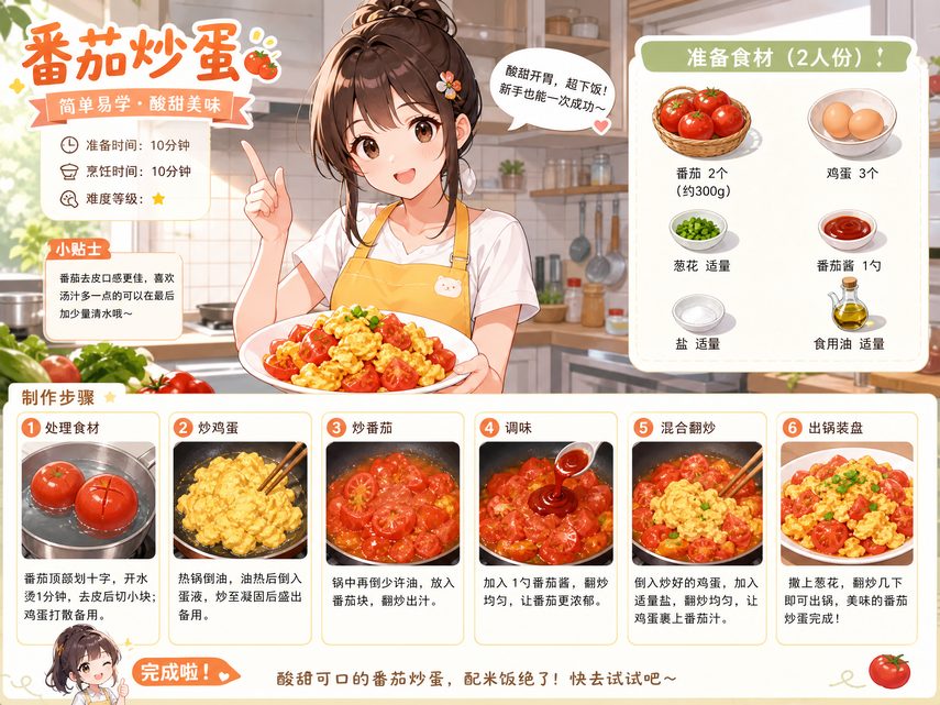 青柠视频生活动漫-美食动漫教程番茄炒蛋